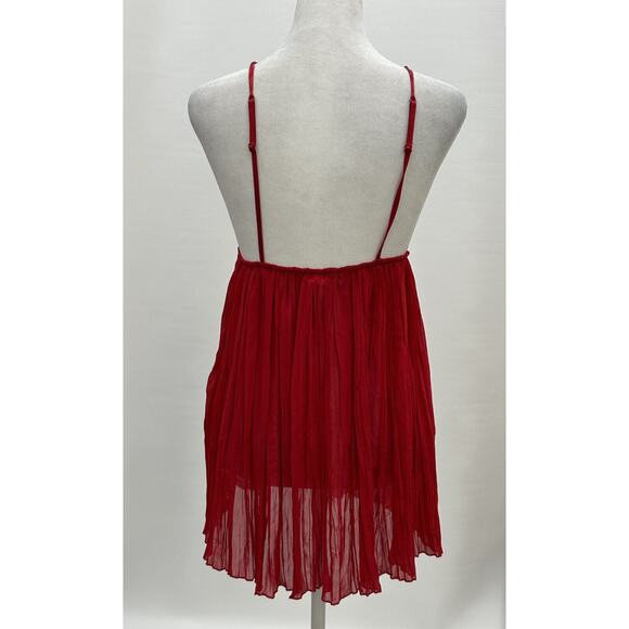 Victorias Secret Size Small Red Pleated Babydoll Lingerie Nightie Slip Bow NWT - Picture 2 of 10